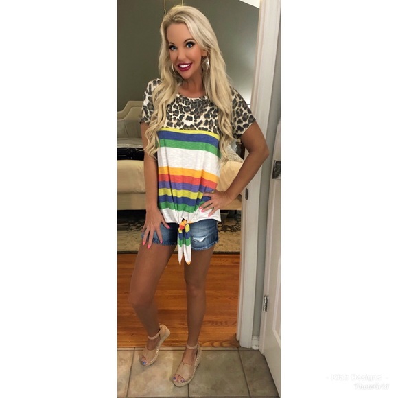 ❤️LAST 1! Color Block 🌈 Front Tie Top! - Picture 4 of 8